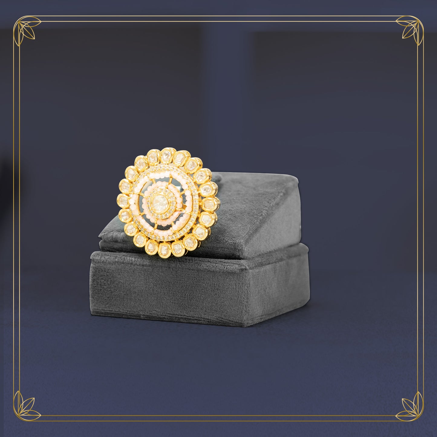 Royal Kundan Polki Chakra Ring with Rich Center