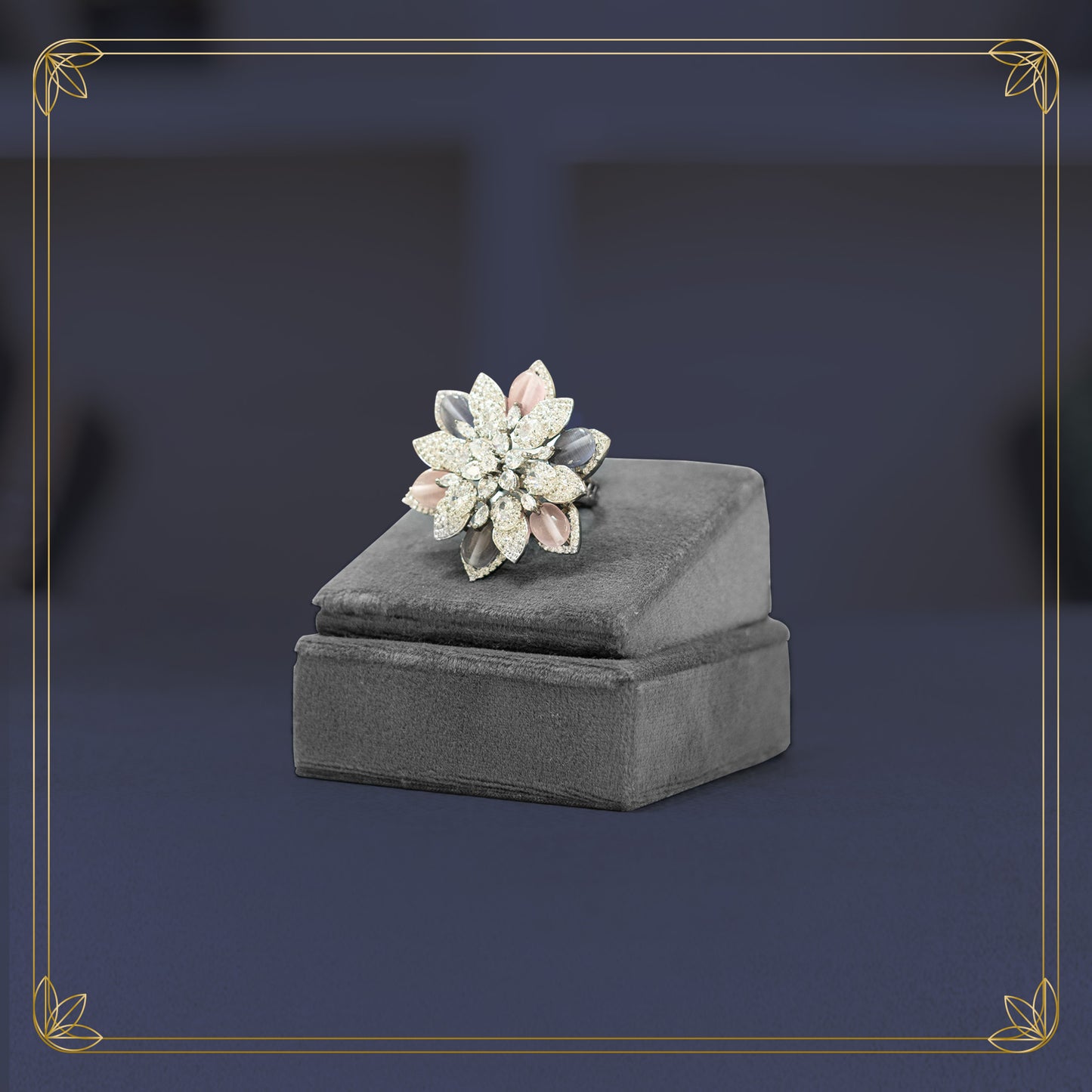 Regal Diamond & Amethyst Floral Ring