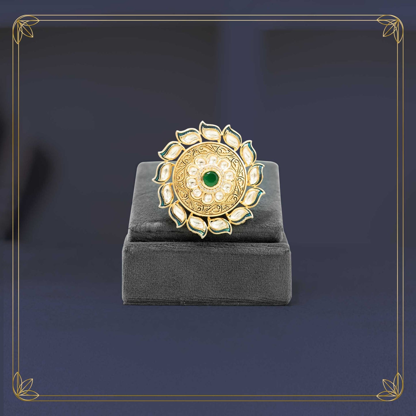 Maharani's Verdant Jadau Statement Ring
