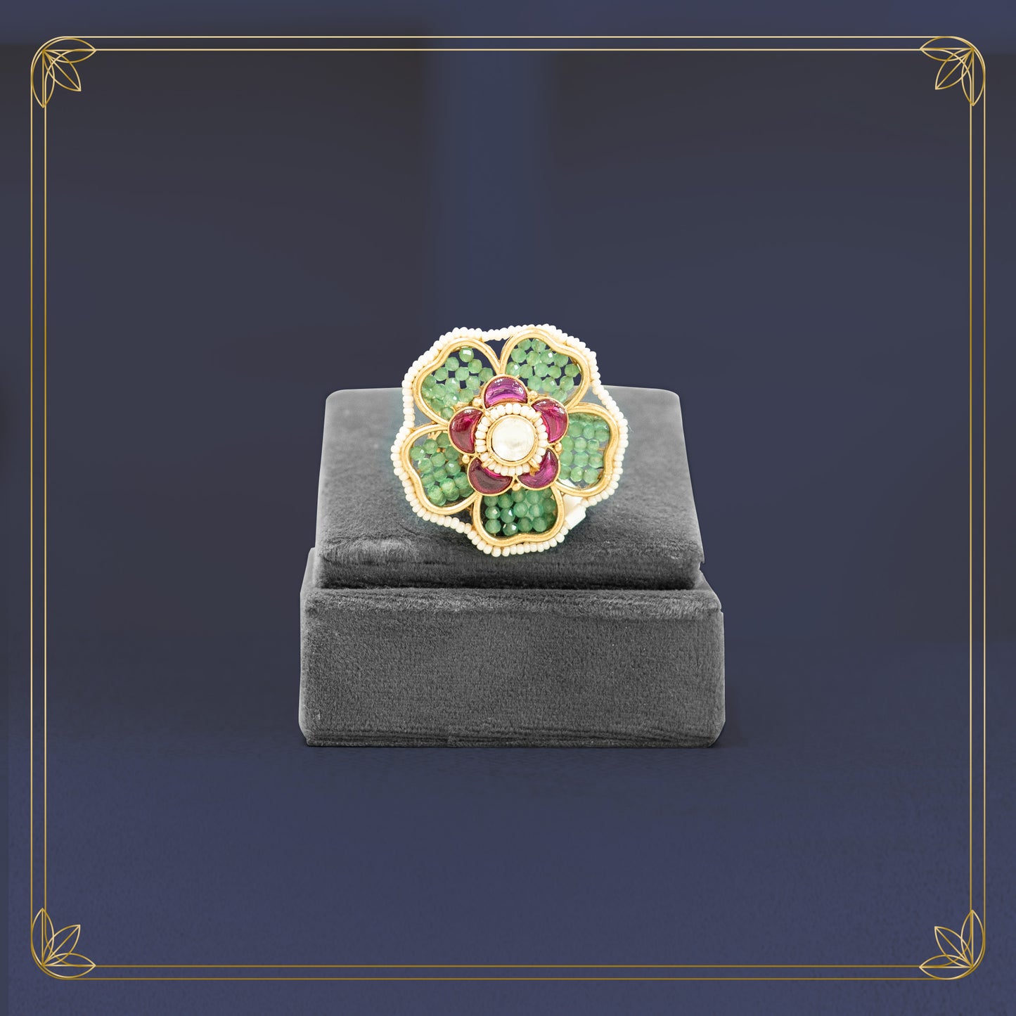 Royal Vintage Petal Gemstone Ring