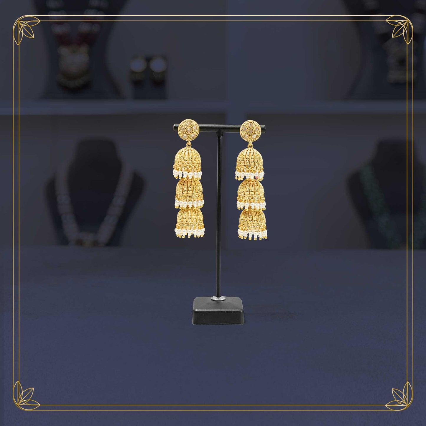 Rajkumari's Gold Cascade Jhumkas
