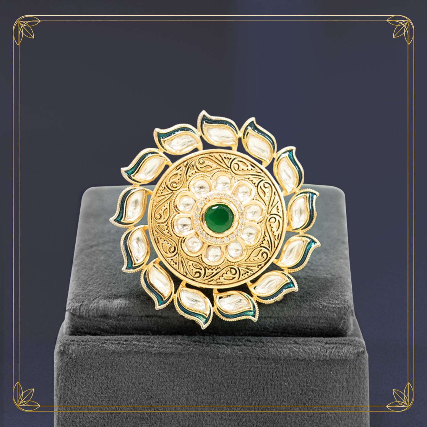 Maharani's Verdant Jadau Statement Ring