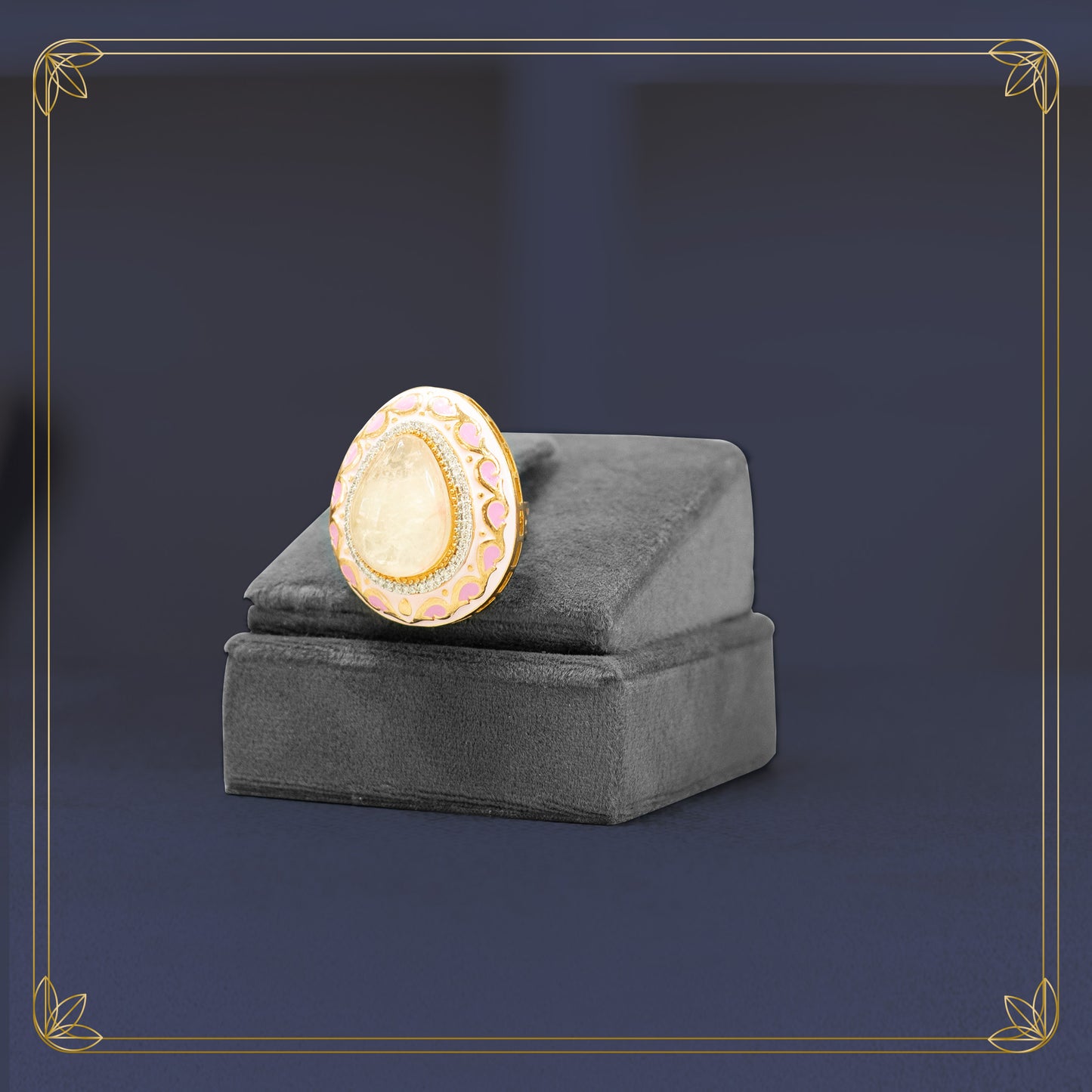 Vintage-Inspired Oval Ring with Serene Milky Stone