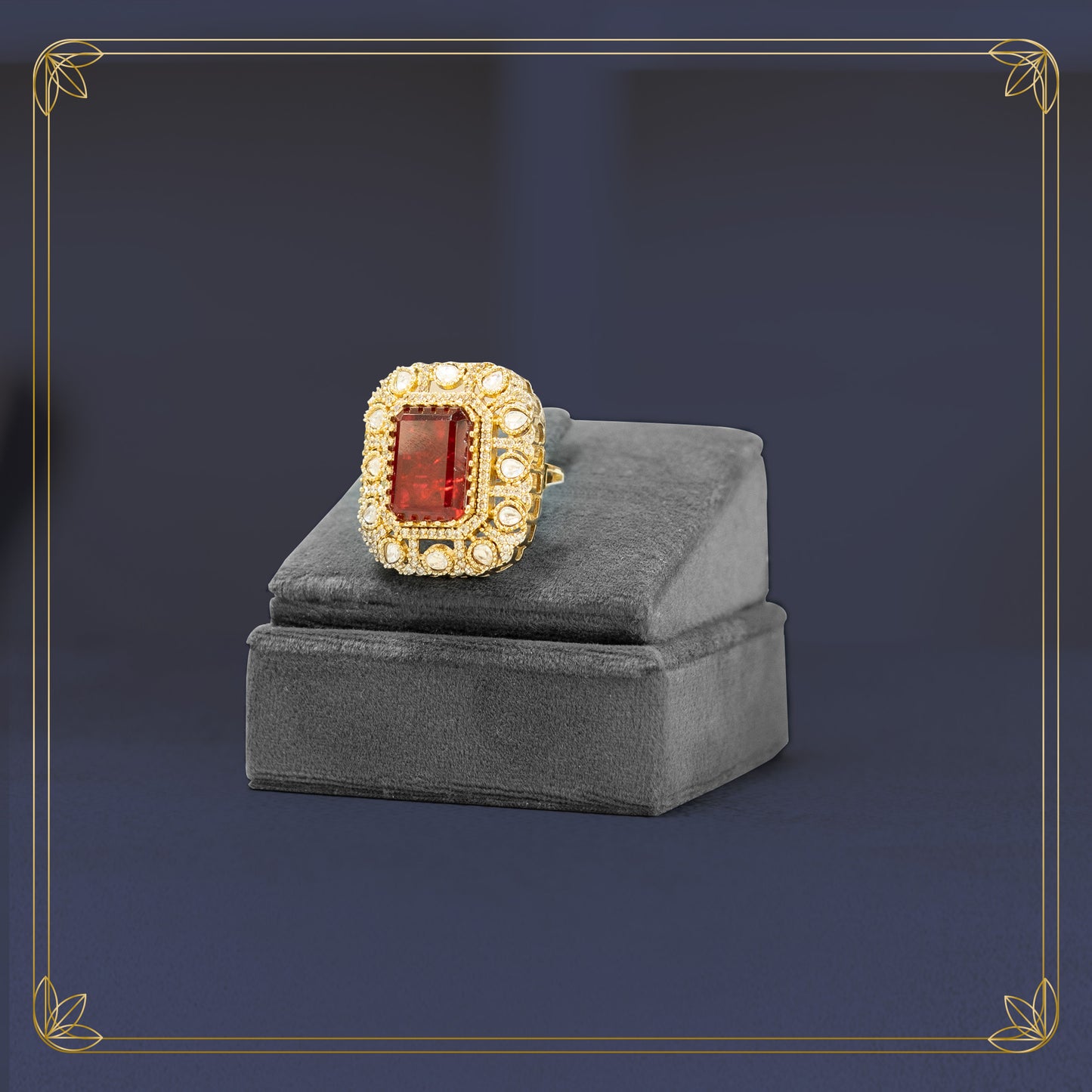 Regal Crimson Ruby & Diamond Sovereign Ring
