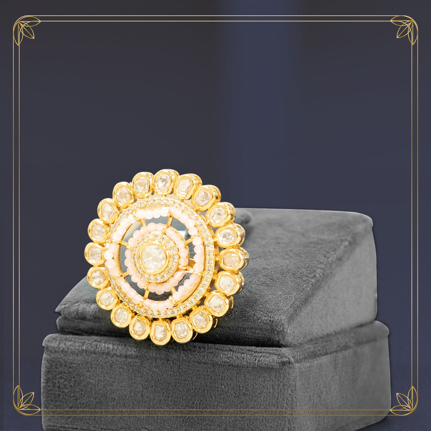 Royal Kundan Polki Chakra Ring with Rich Center