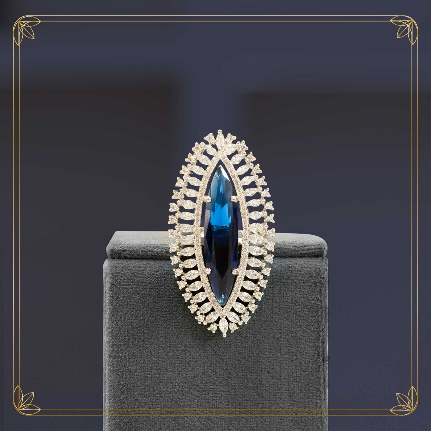 Royal Blue Vintage Marquise Ring