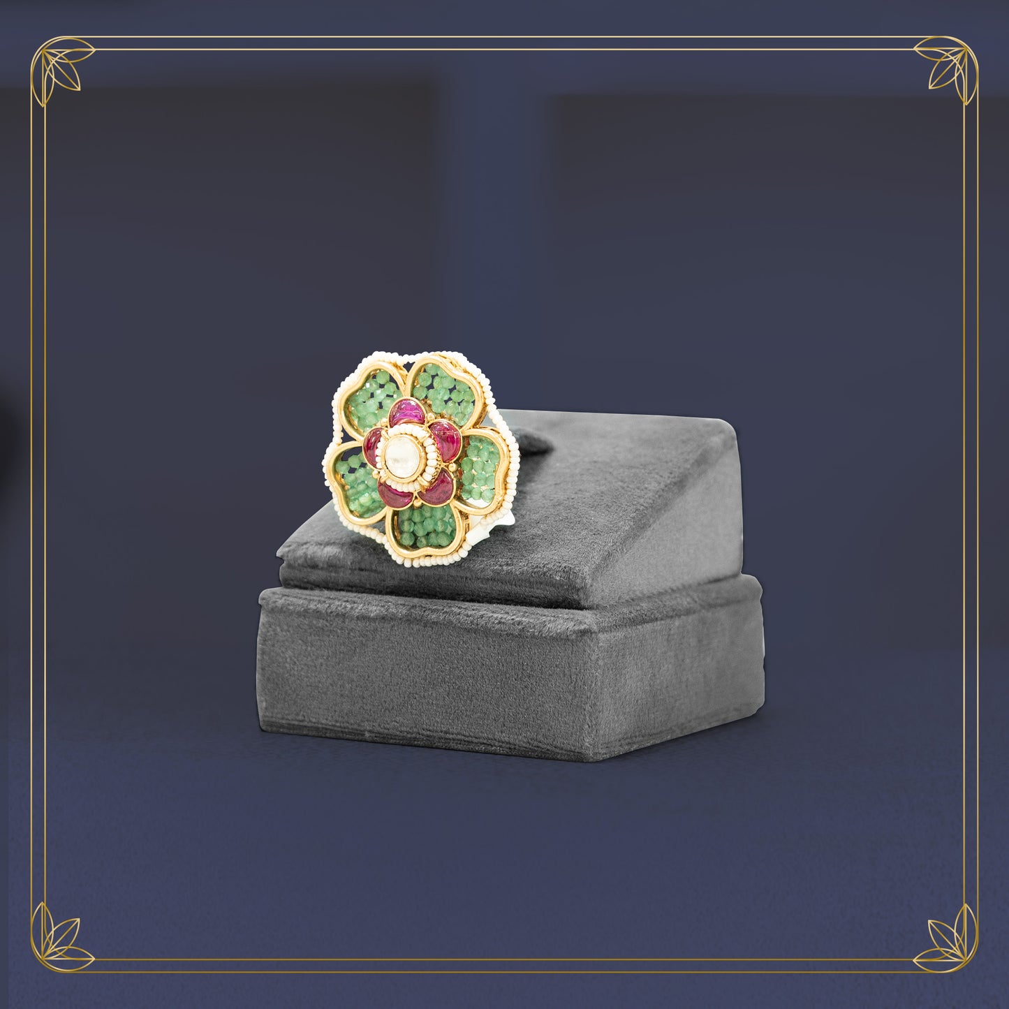 Royal Vintage Petal Gemstone Ring