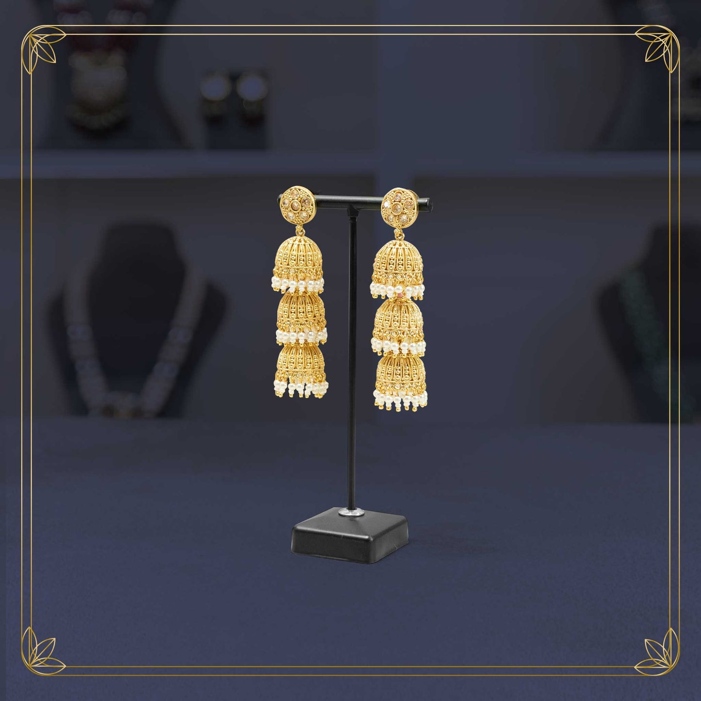 Rajkumari's Gold Cascade Jhumkas