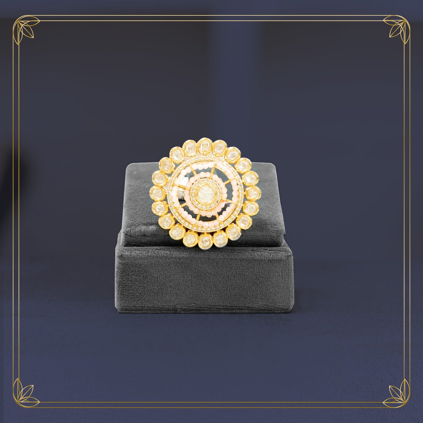 Royal Kundan Polki Chakra Ring with Rich Center