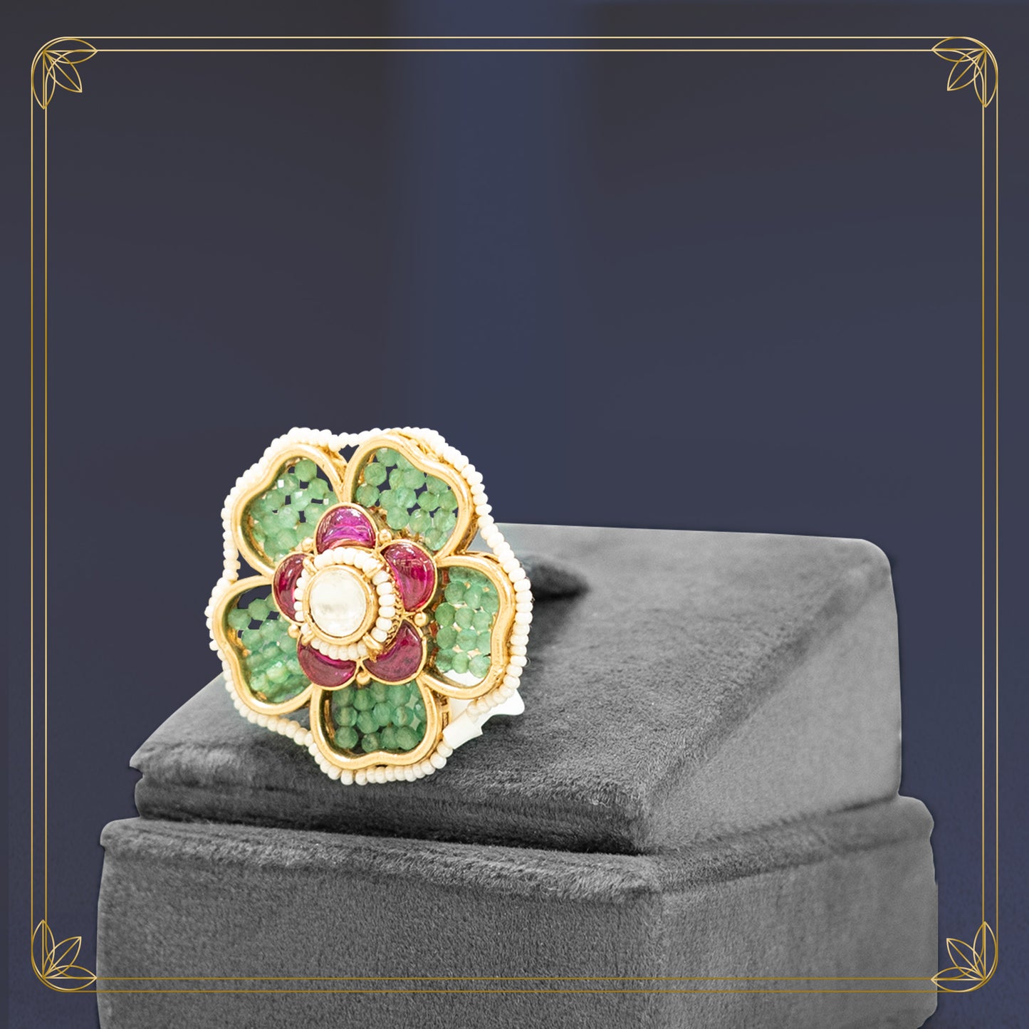 Royal Vintage Petal Gemstone Ring