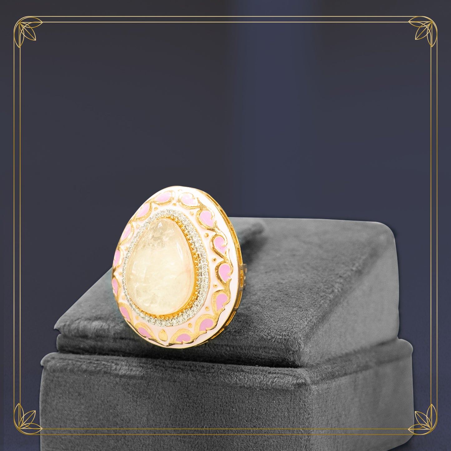 Vintage-Inspired Oval Ring with Serene Milky Stone