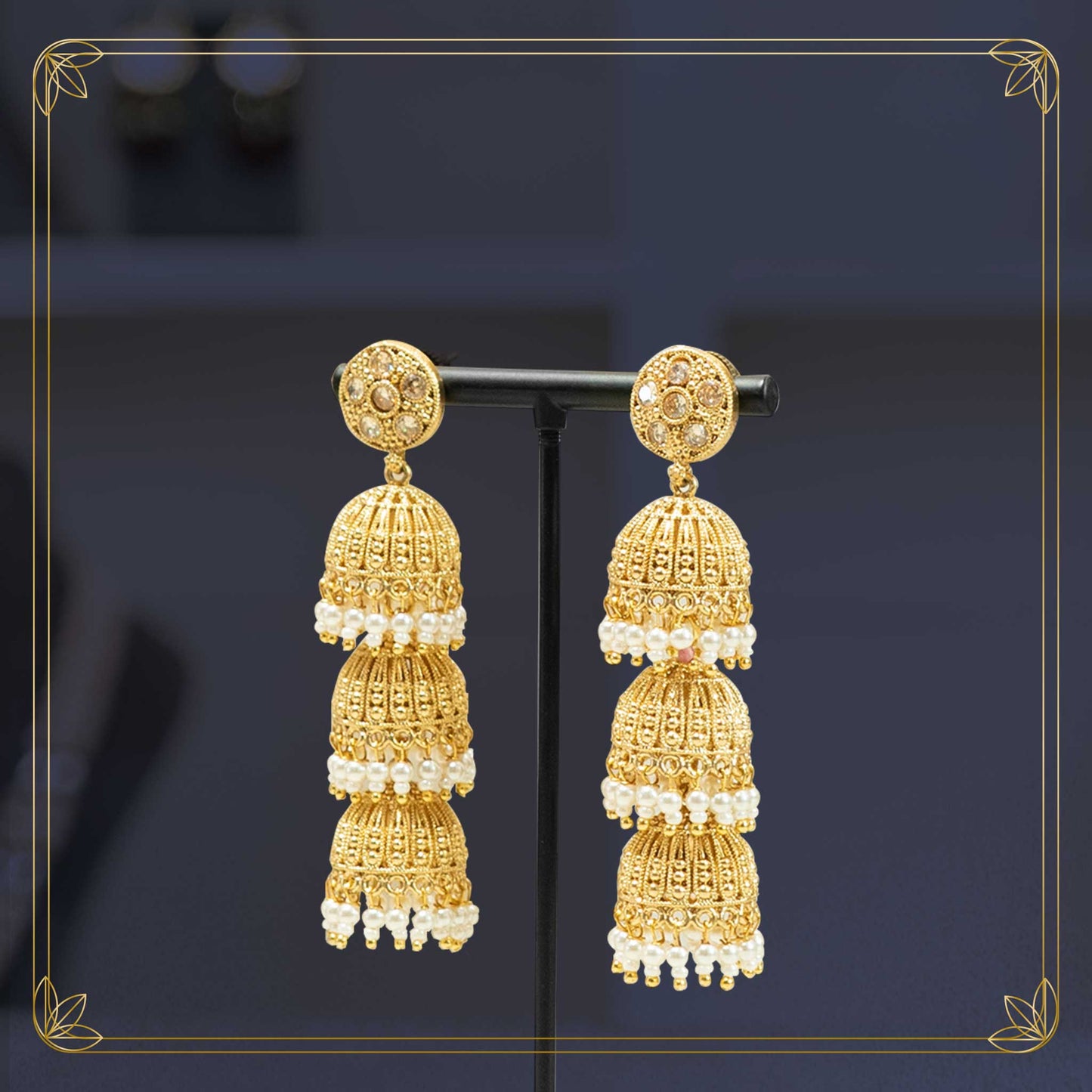 Rajkumari's Gold Cascade Jhumkas