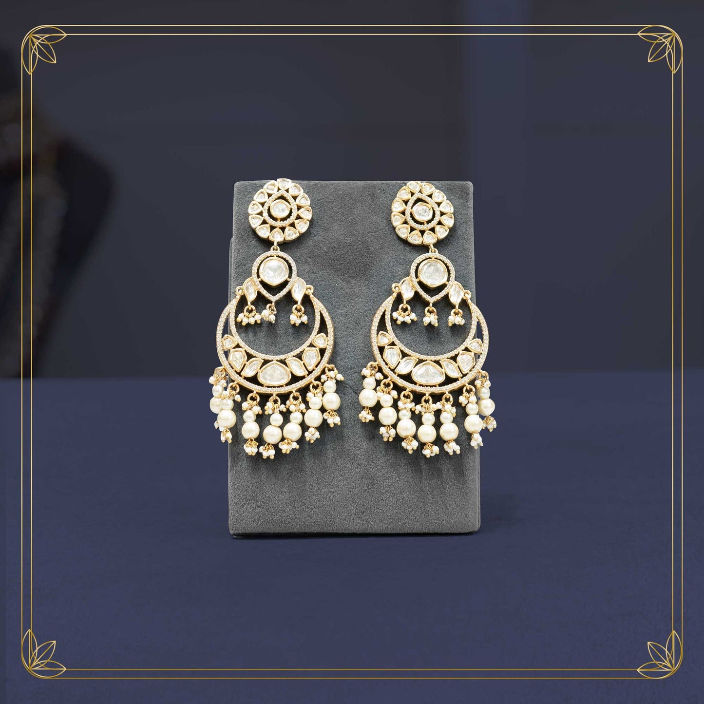 Elegant Kundan Golden Bridal Set with Pearl Accents - Rental