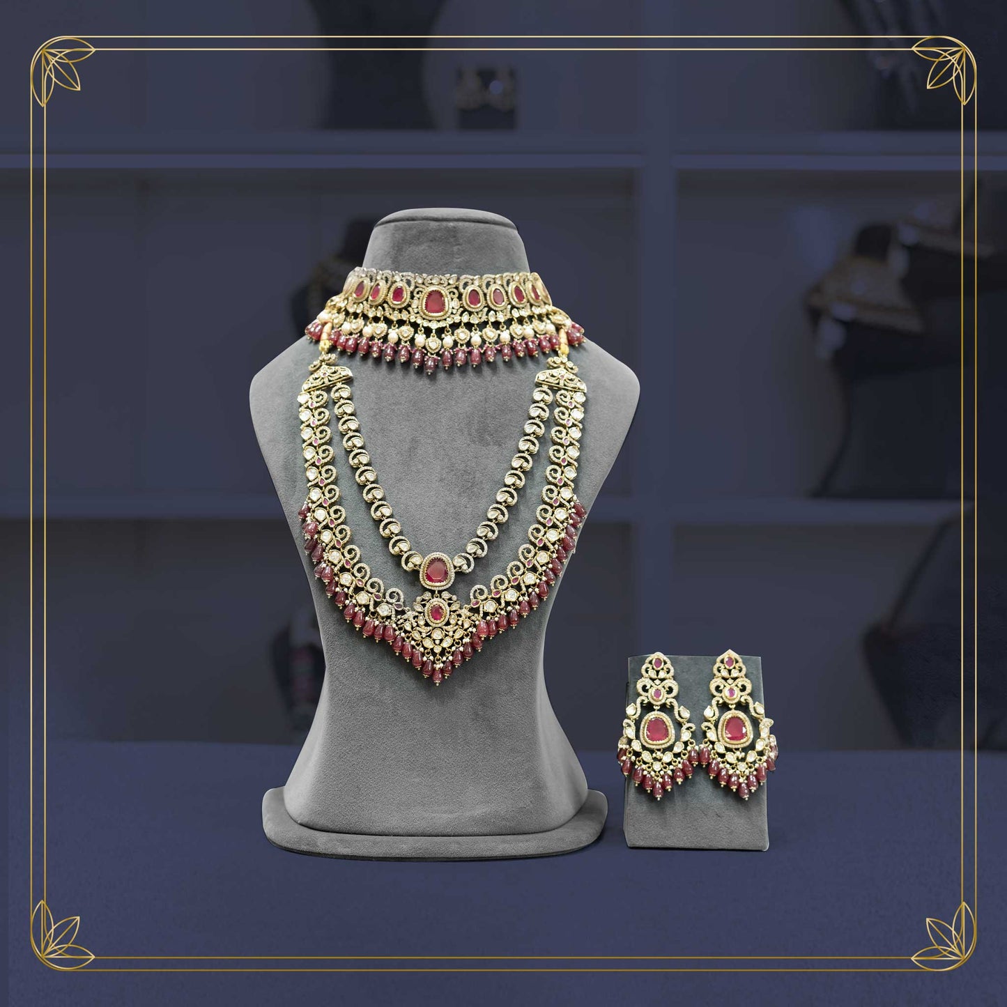 Vintage Ruby Victorian Bridal Jewellery Set - Rental