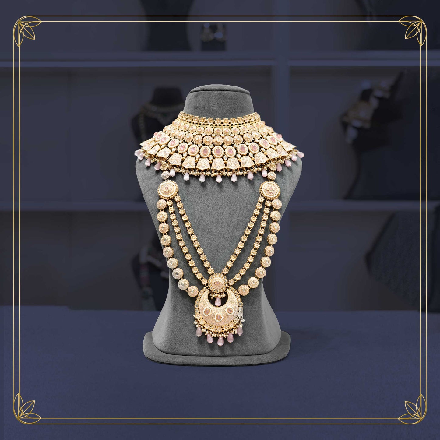 Pink Rajwada Grace Bridal Necklace - Rental
