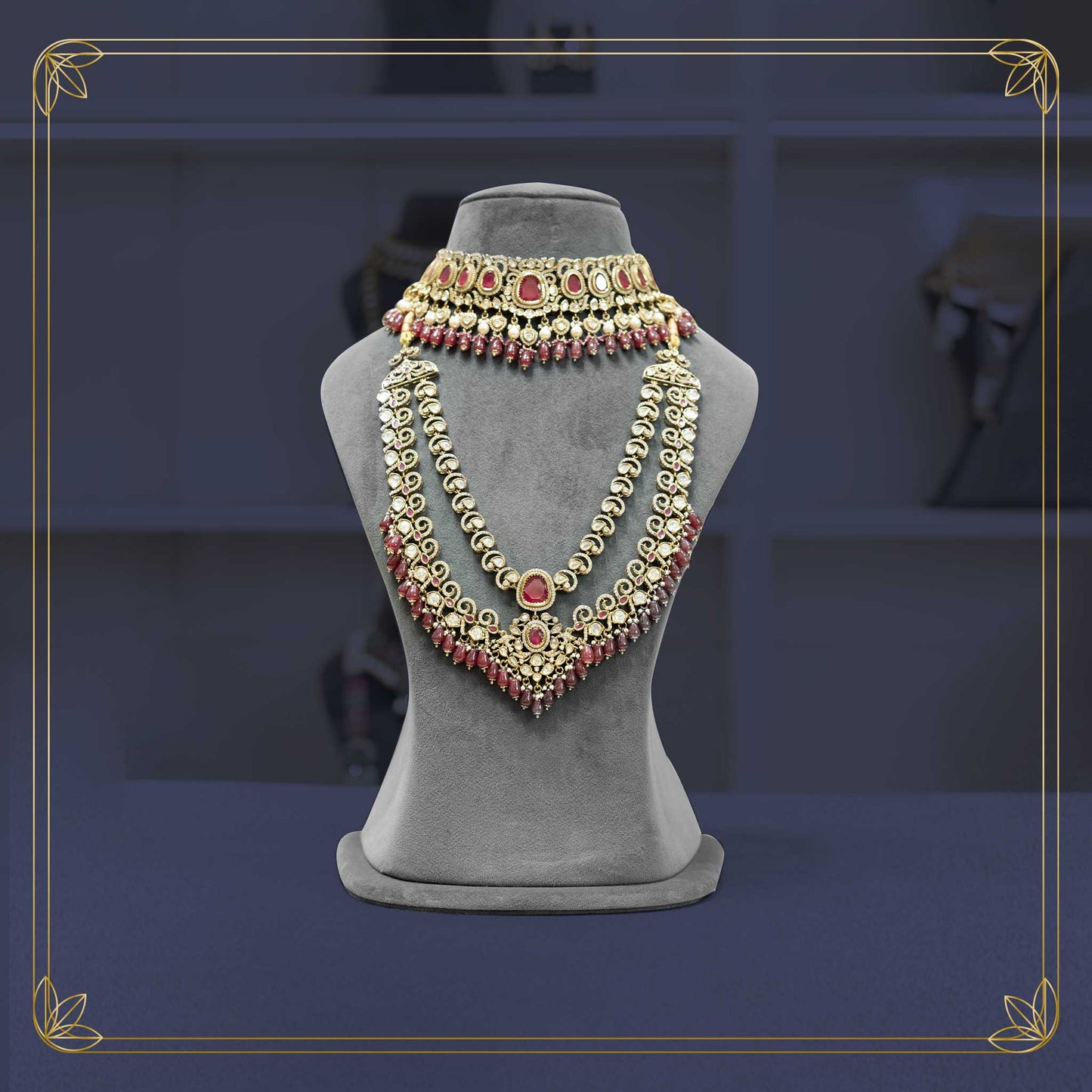 Vintage Ruby Victorian Bridal Jewellery Set - Rental