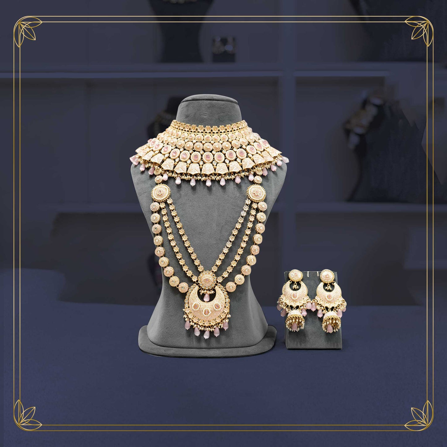 Pink Rajwada Grace Bridal Necklace - Rental