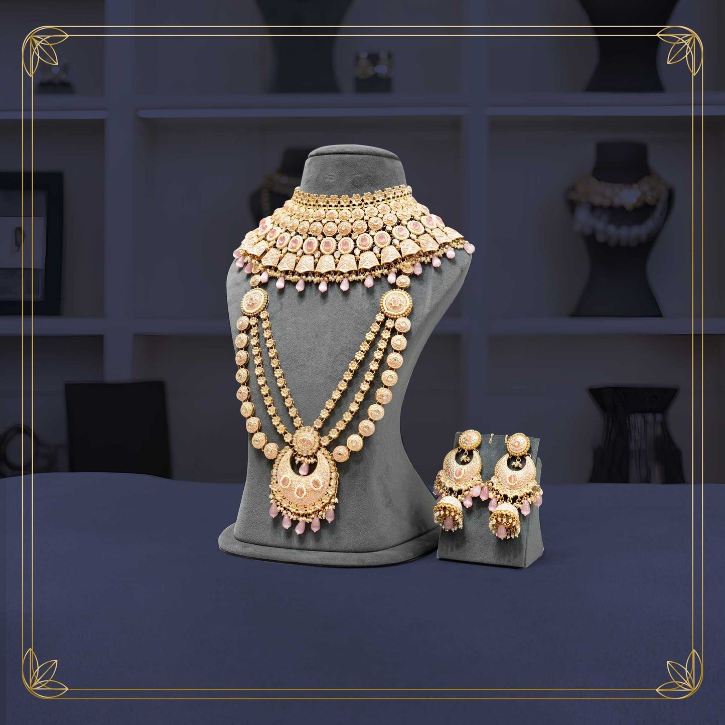 Pink Rajwada Grace Bridal Necklace - Rental