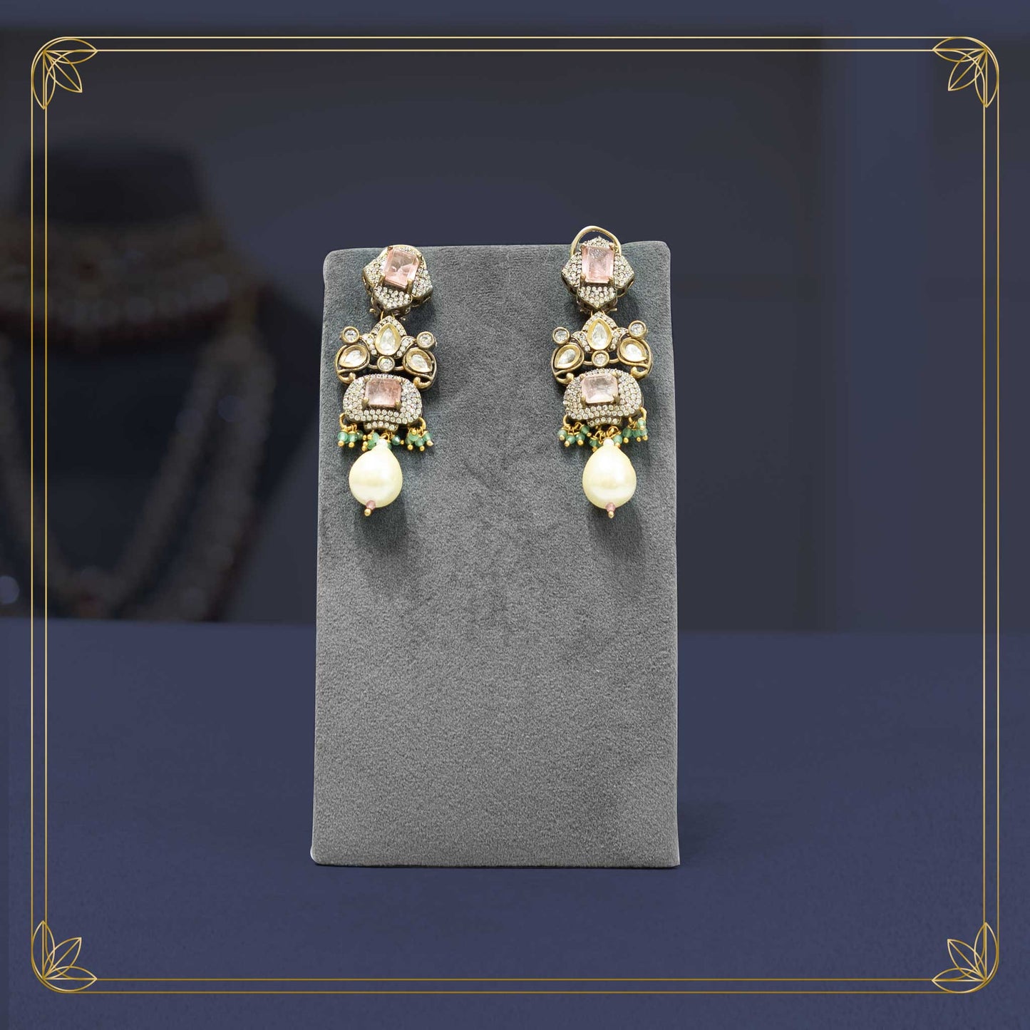 Unique Antique Finish Multi Stone Bridal Jewellery Set - Rental