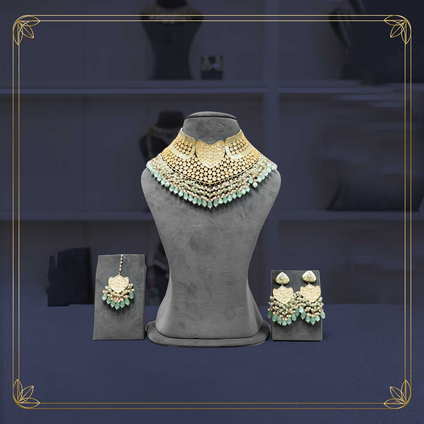Dazzling Kundan Bridal Set with a Touch of Mink Pink - Rental