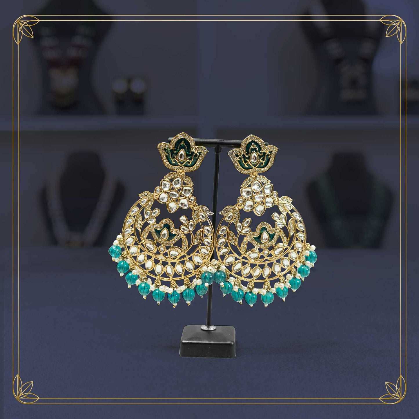 Maharani's Emerald Chandbalis