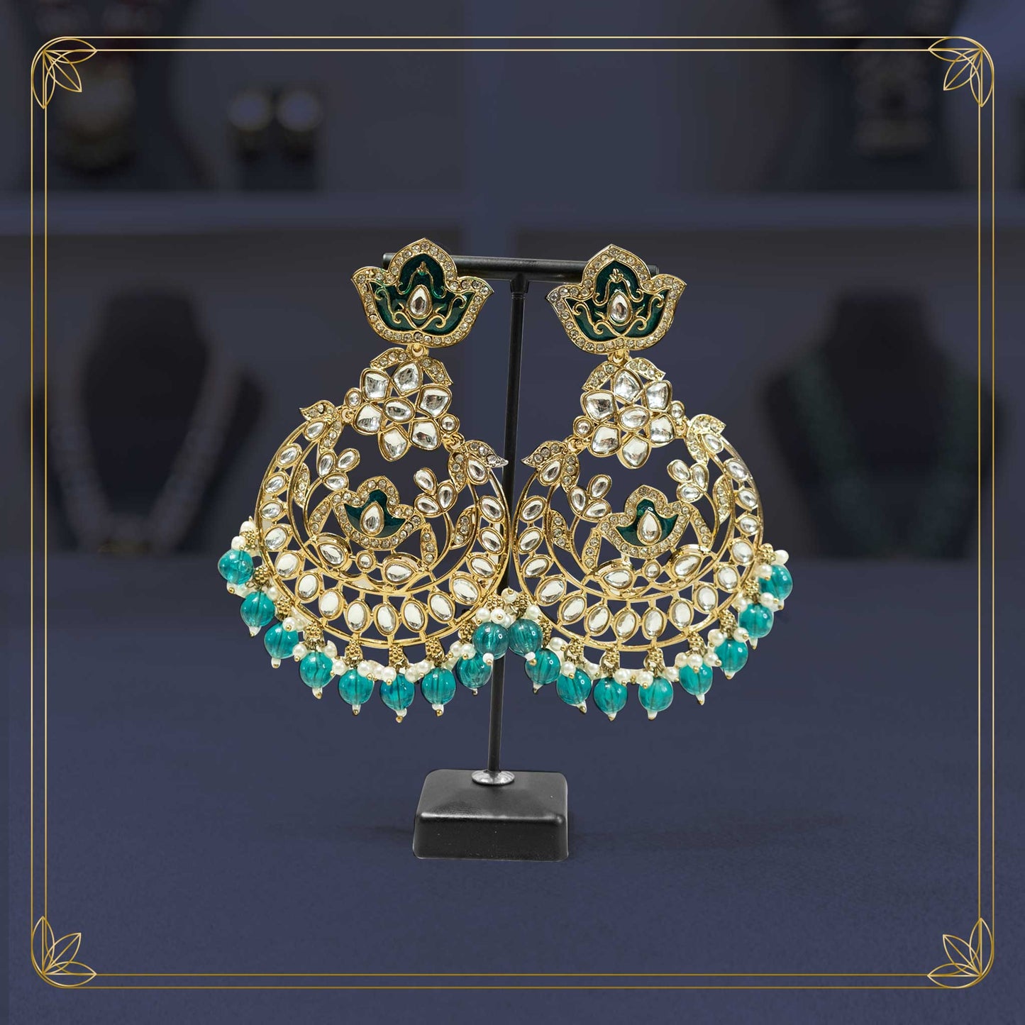 Maharani's Emerald Chandbalis