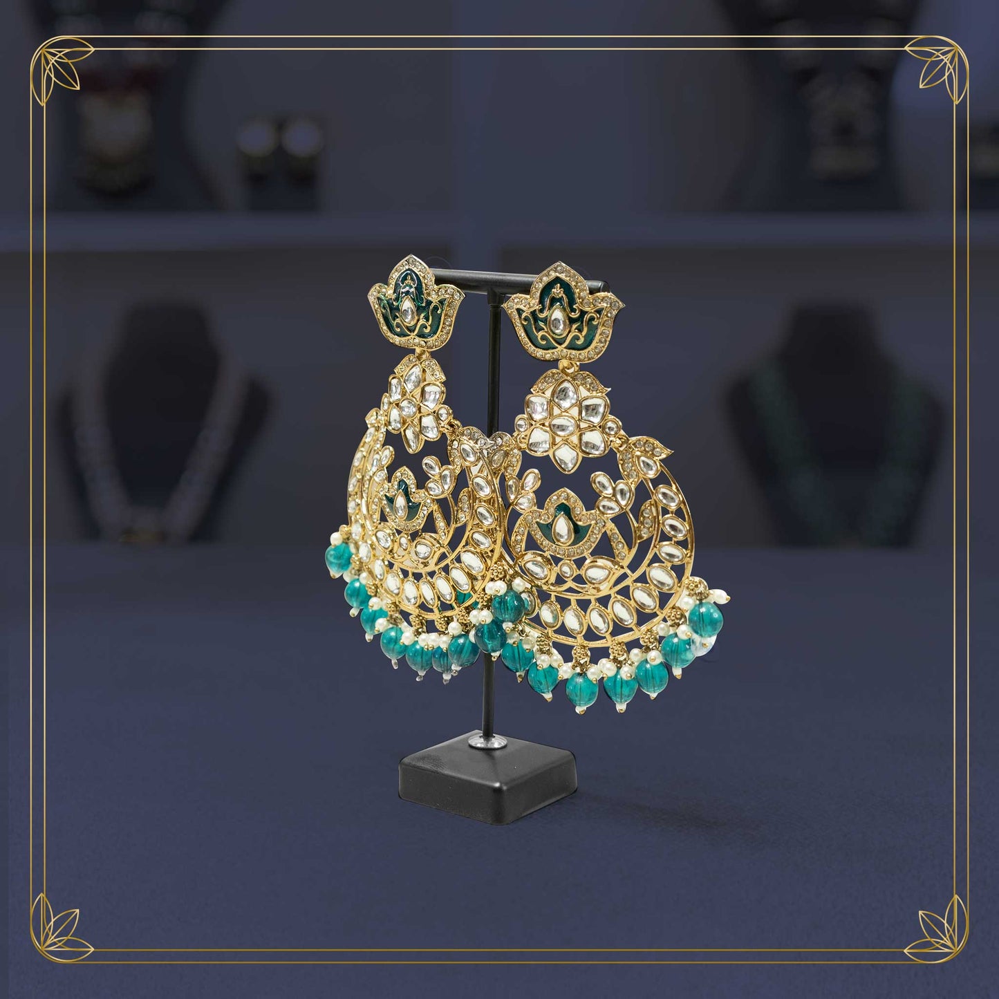 Maharani's Emerald Chandbalis