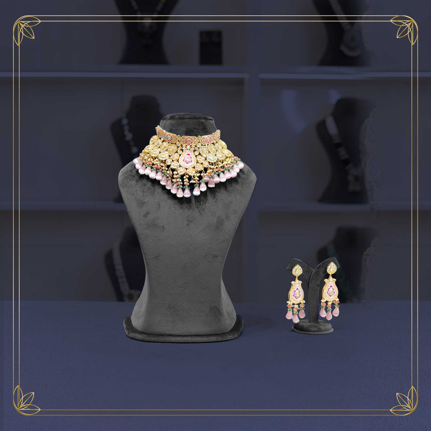 Timeless Royal Crimson Pearl Necklace Bridal Set - Rental