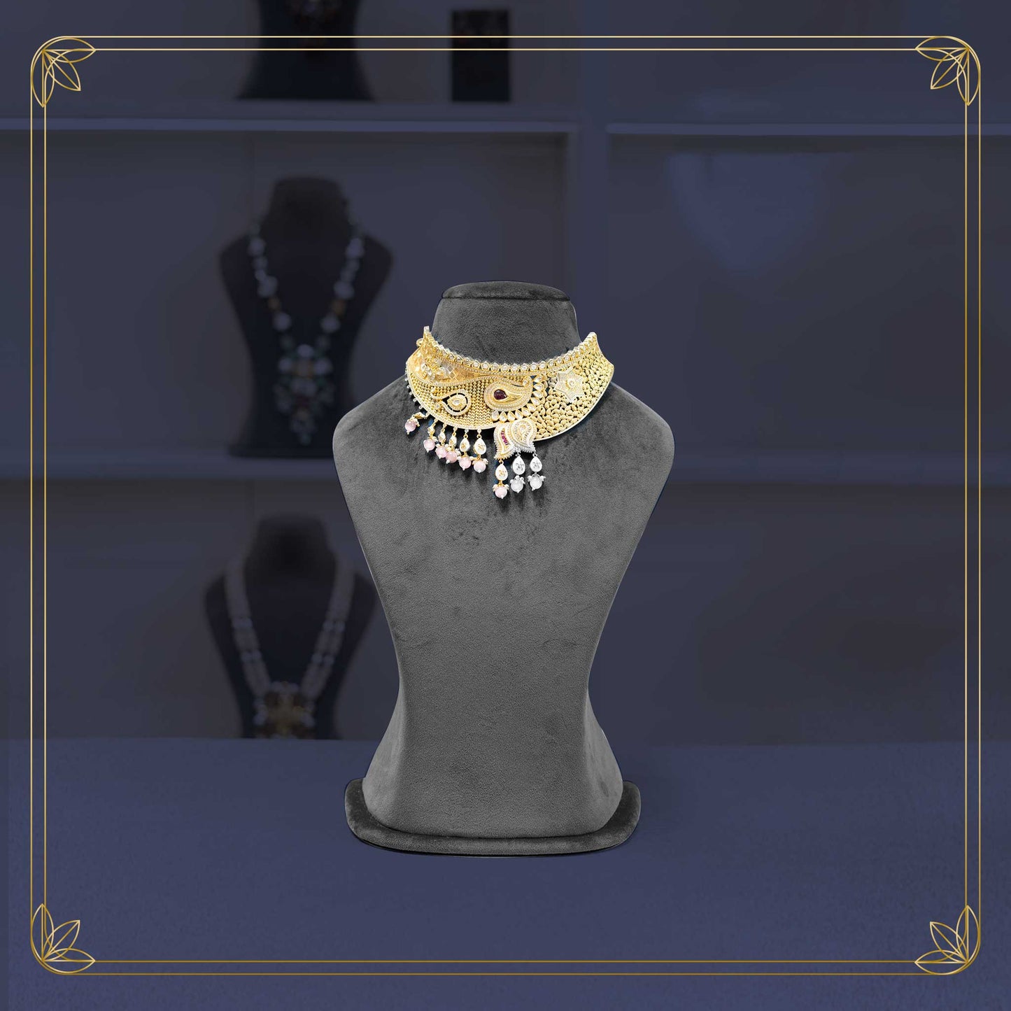 Imperial Emerald Polki Diamond Necklace Set