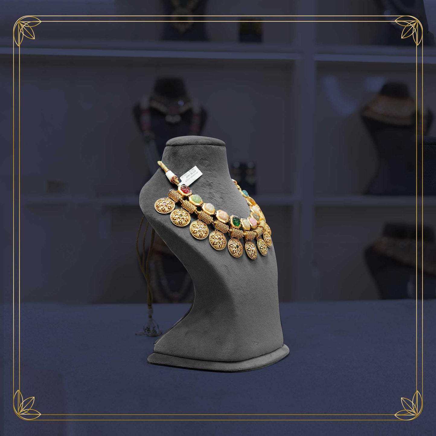 Gilded Navratna Spectrum Necklace