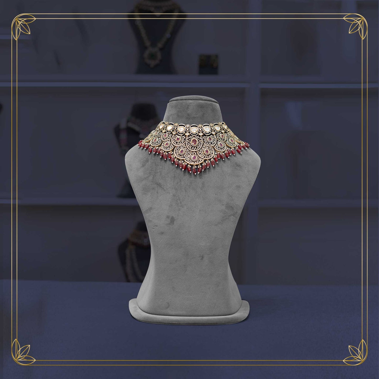 Timeless Victorian ruby chokker Bridal Set - Rental