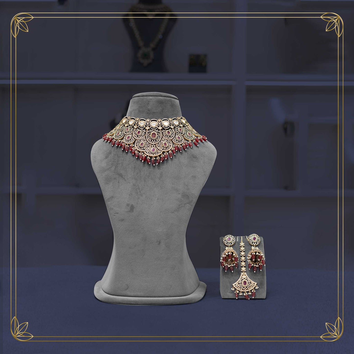 Timeless Victorian ruby chokker Bridal Set - Rental