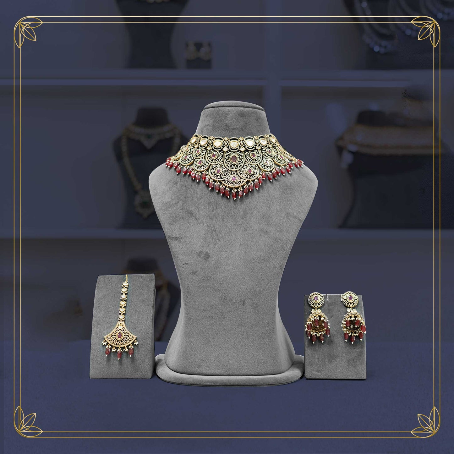 Timeless Victorian ruby chokker Bridal Set - Rental