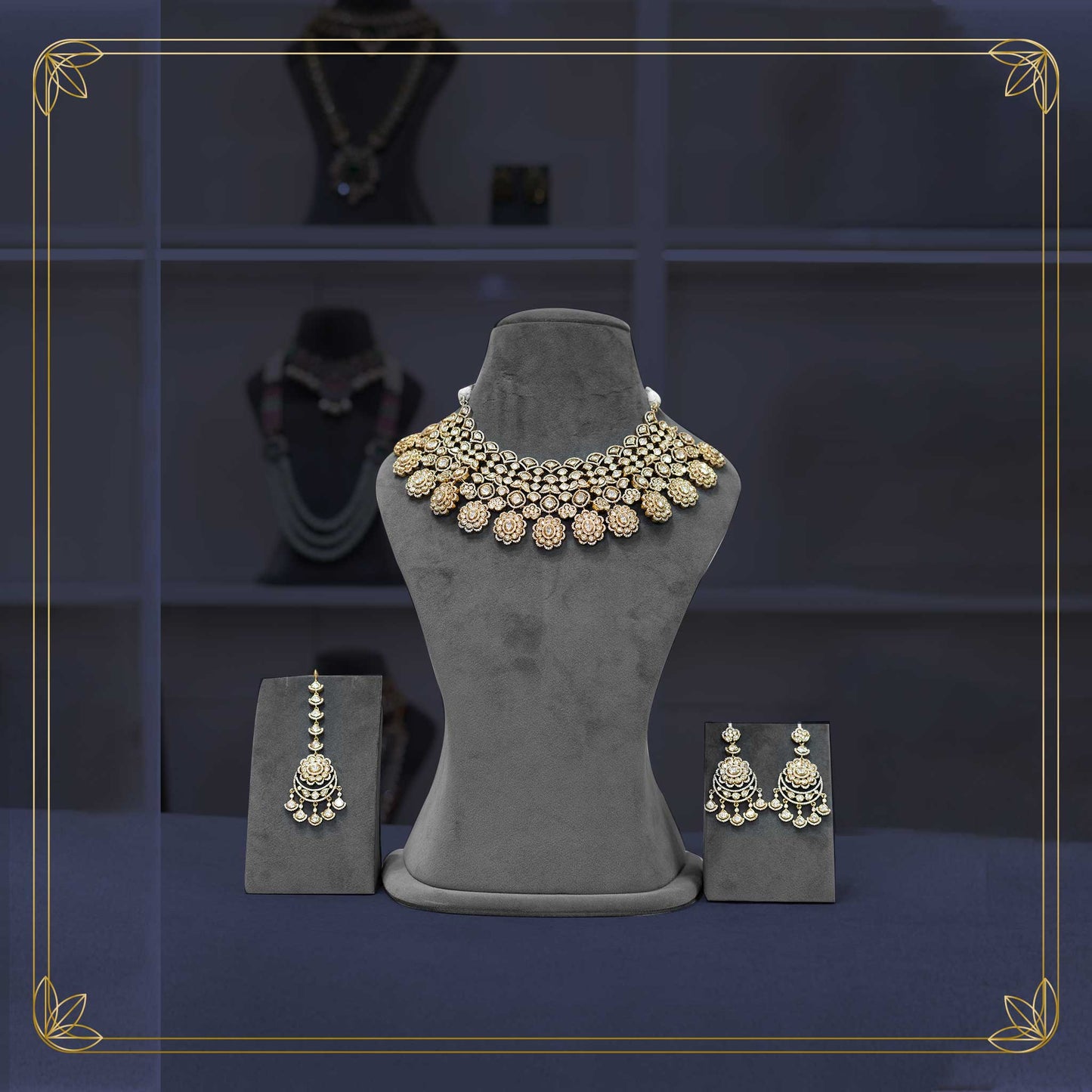Royal Kundan Golden Victorian Bridal Set - Rental