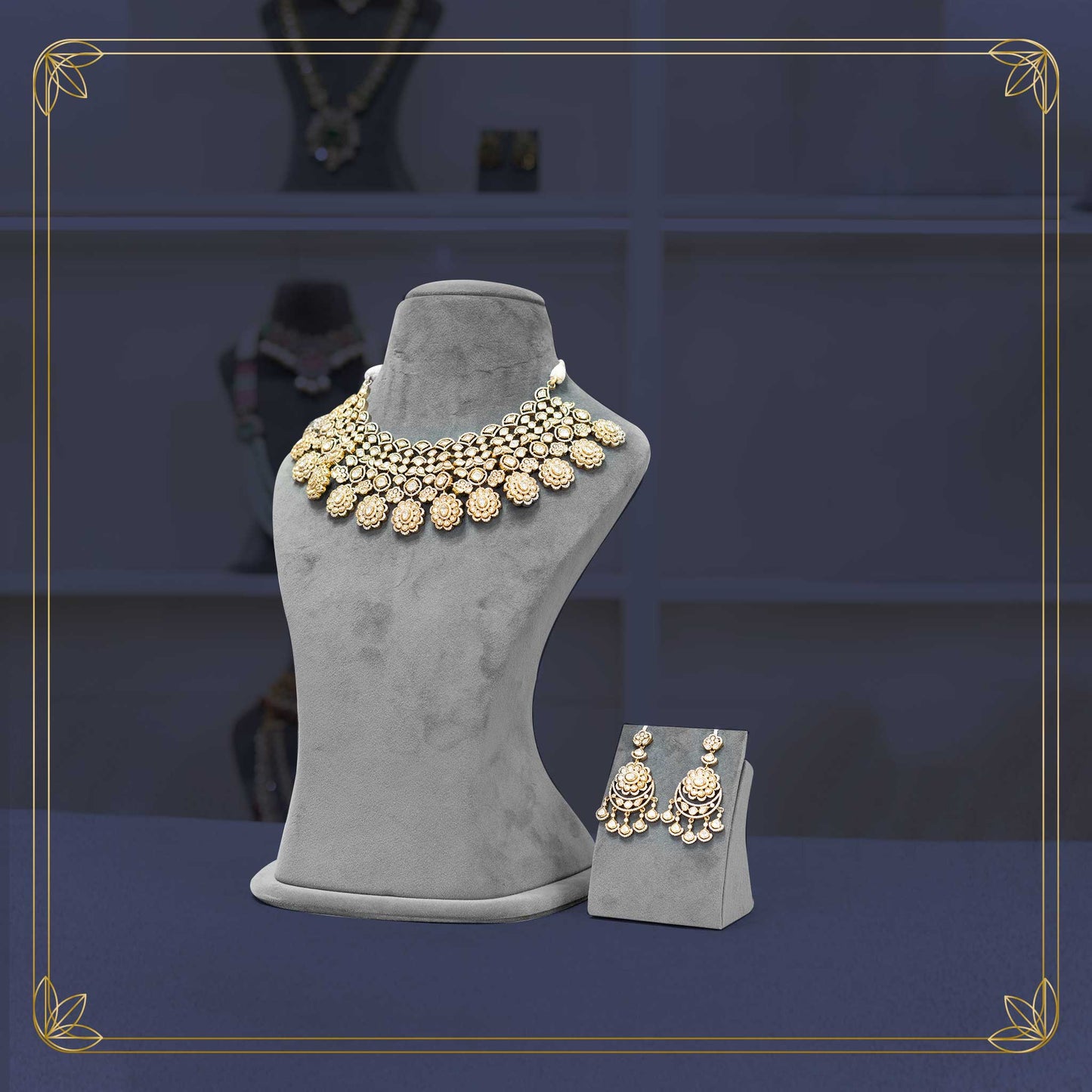 Royal Kundan Golden Victorian Bridal Set - Rental