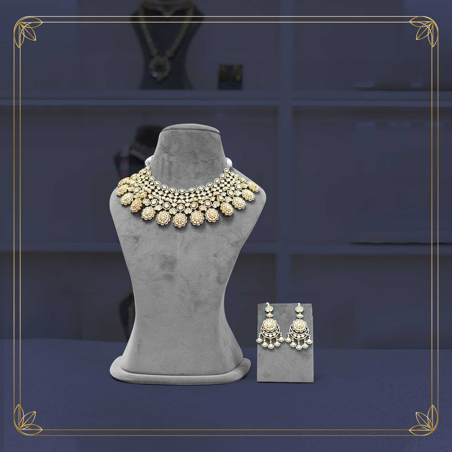 Royal Kundan Golden Victorian Bridal Set - Rental