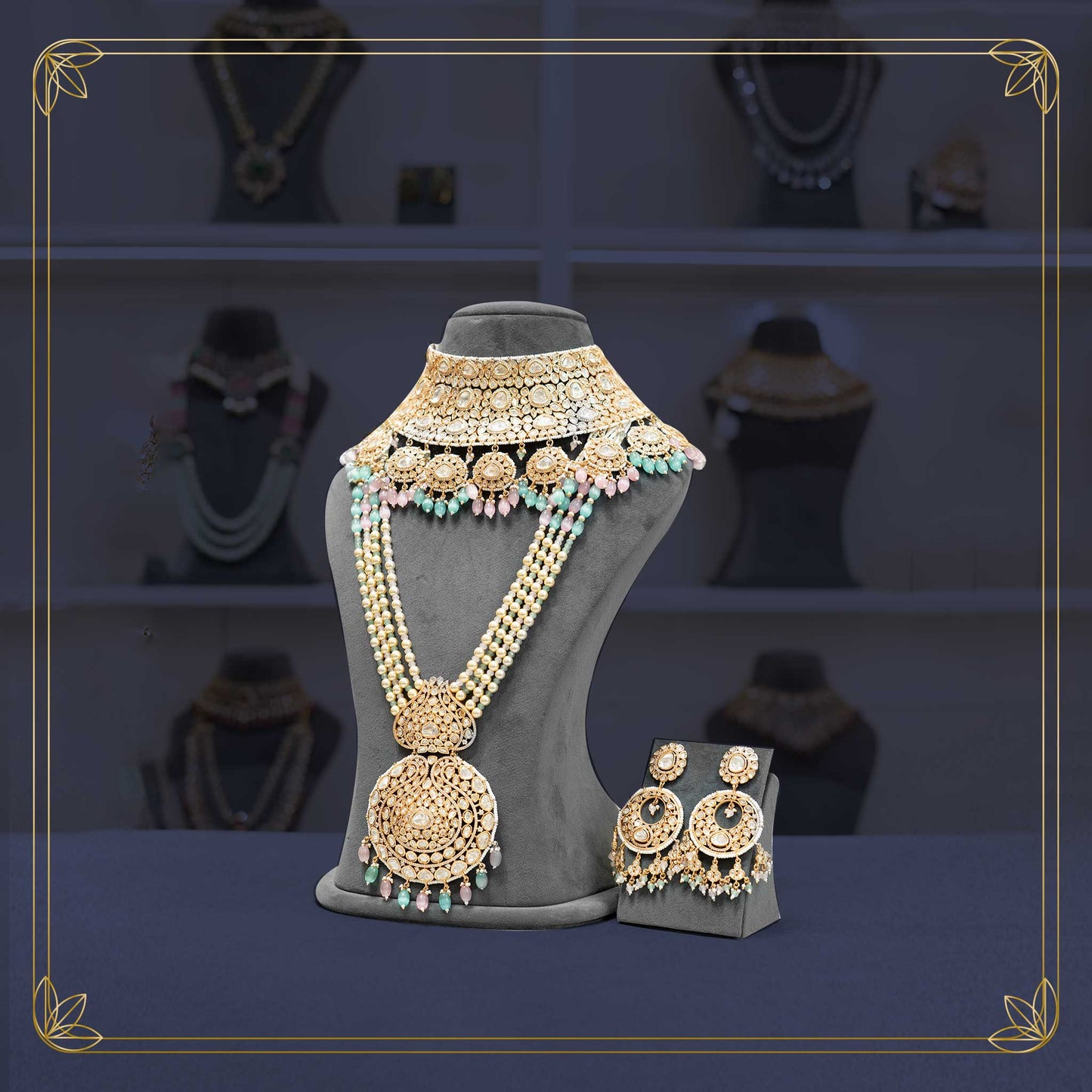Stunning Kundan PS Choker Bridal Jewellery Set - Rental