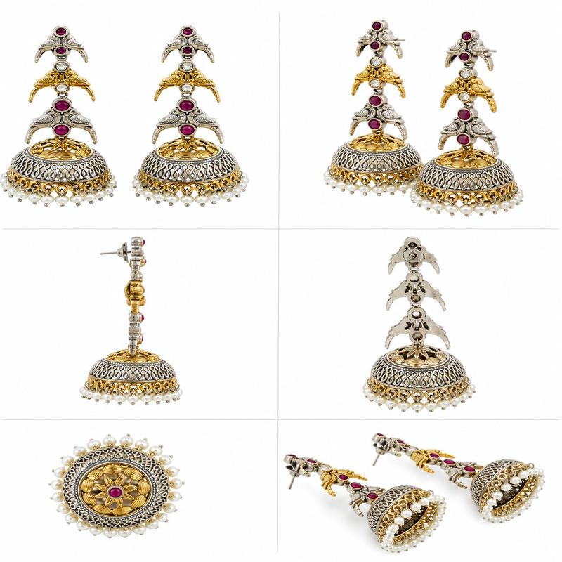 Royal Ruby Meenakari Jhumkas (53731)
