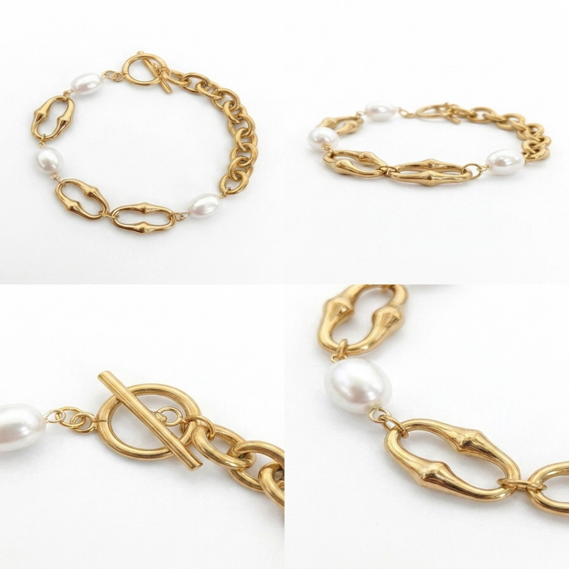 Golden Pearl Chain Bracelet(52194)