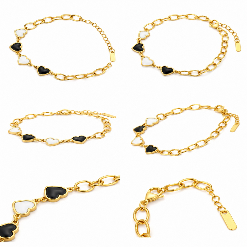 Monochrome Heart Charm Bracelet (52232)