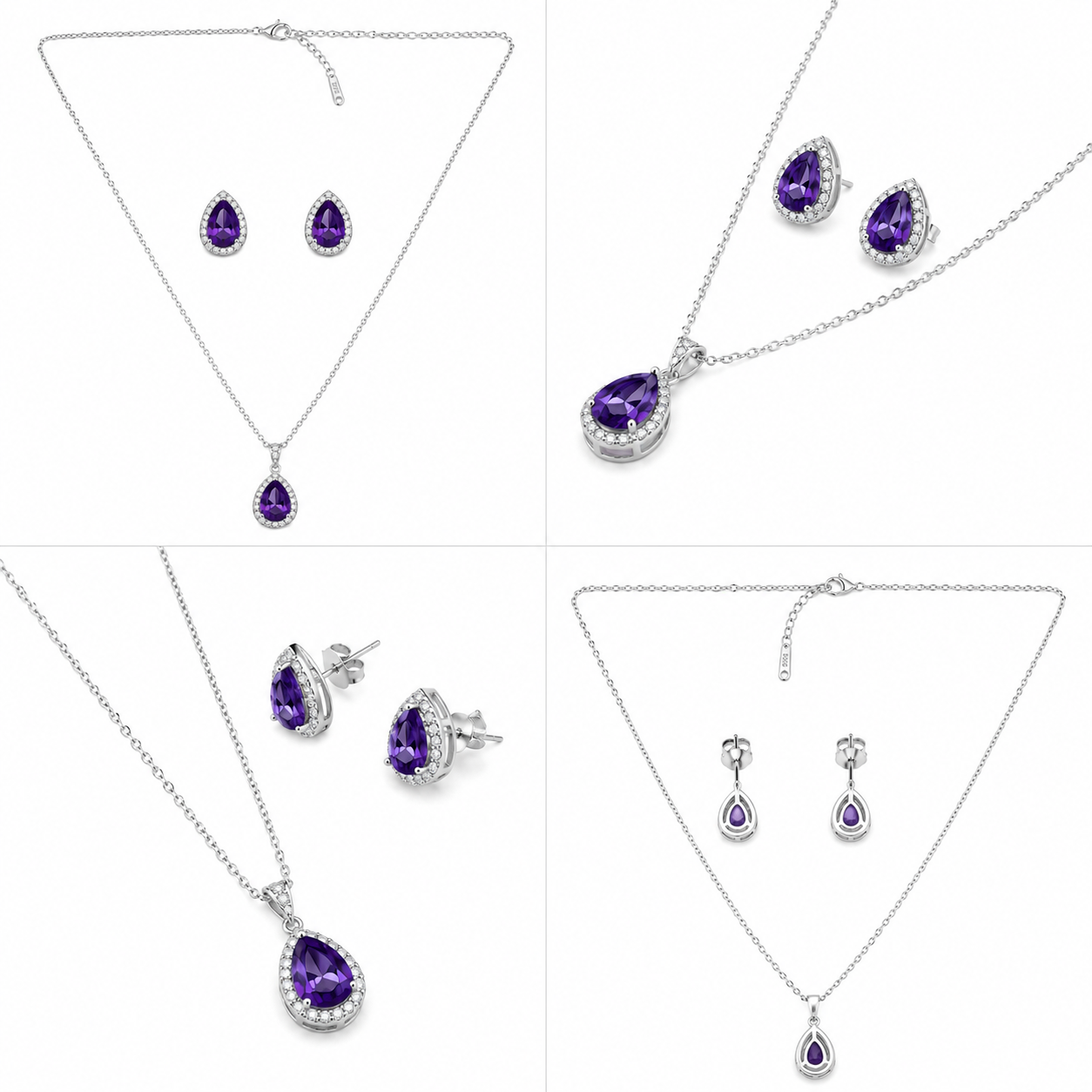 Amethyst Teardrop Pendant Set (56543)