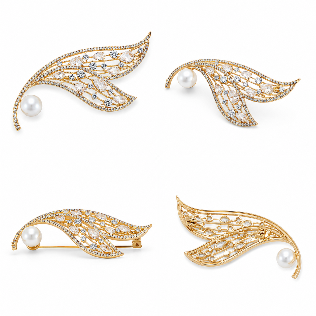 Pearl Whisper Leaf Brooch (52535)