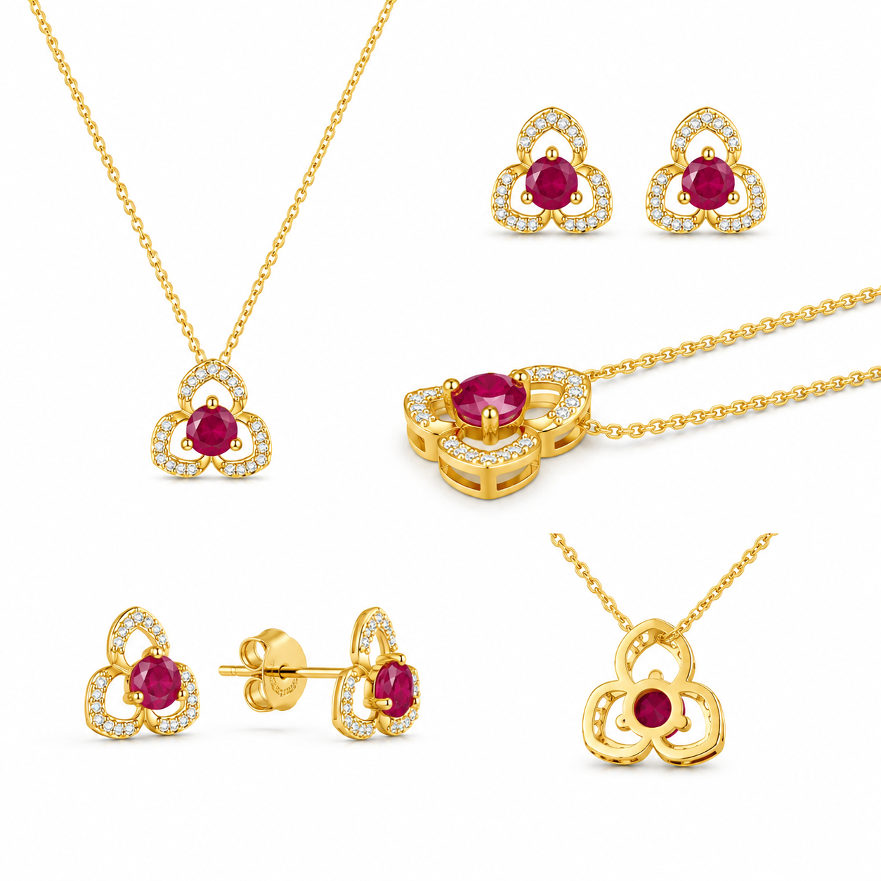 Ruby Bloom Pendant Set (56553)