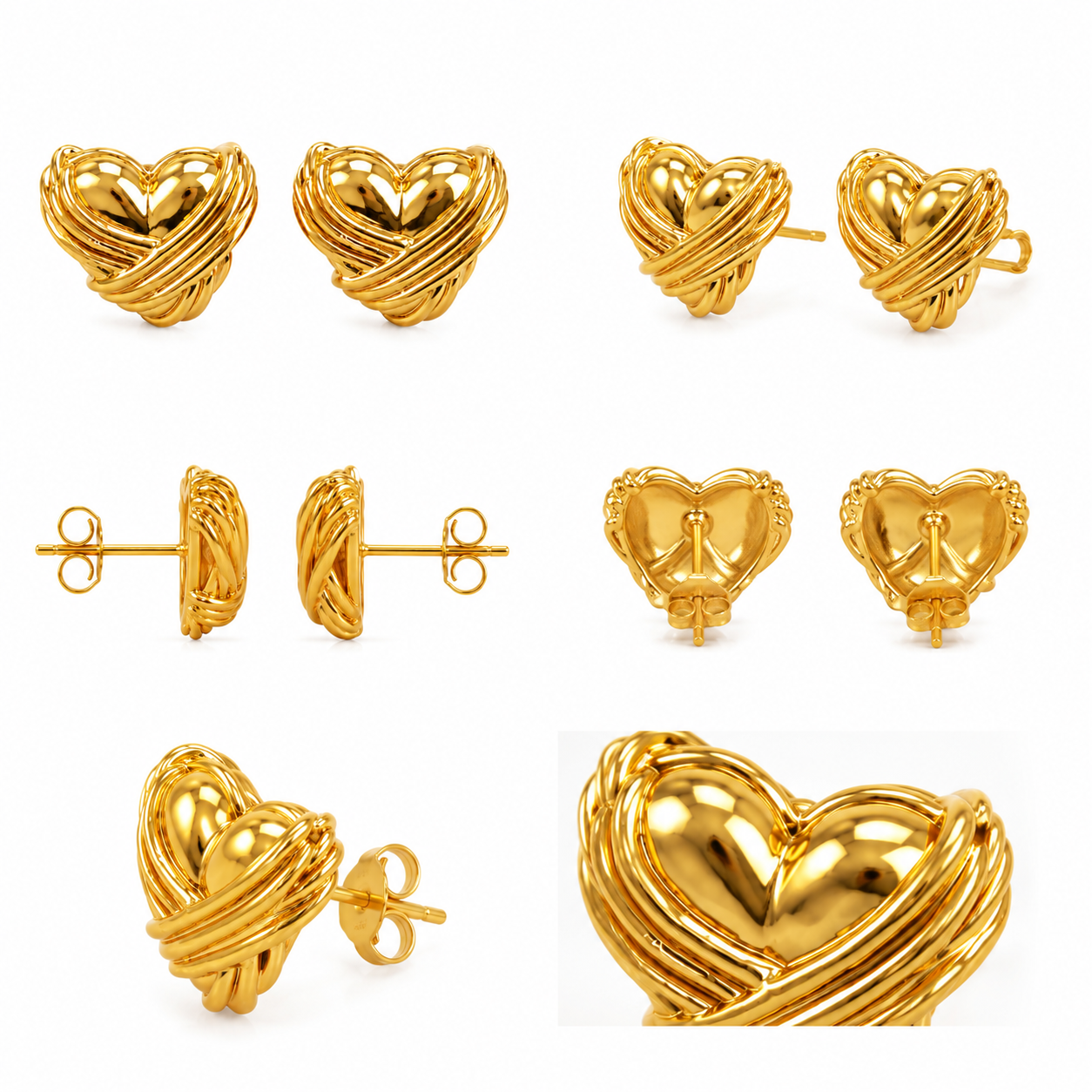 The Golden Heart Knot Earrings (52343)