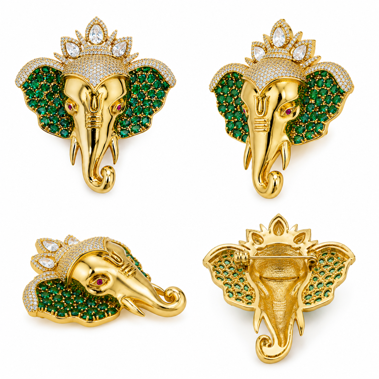 Emerald Ganesha Royale Brooch (54342)
