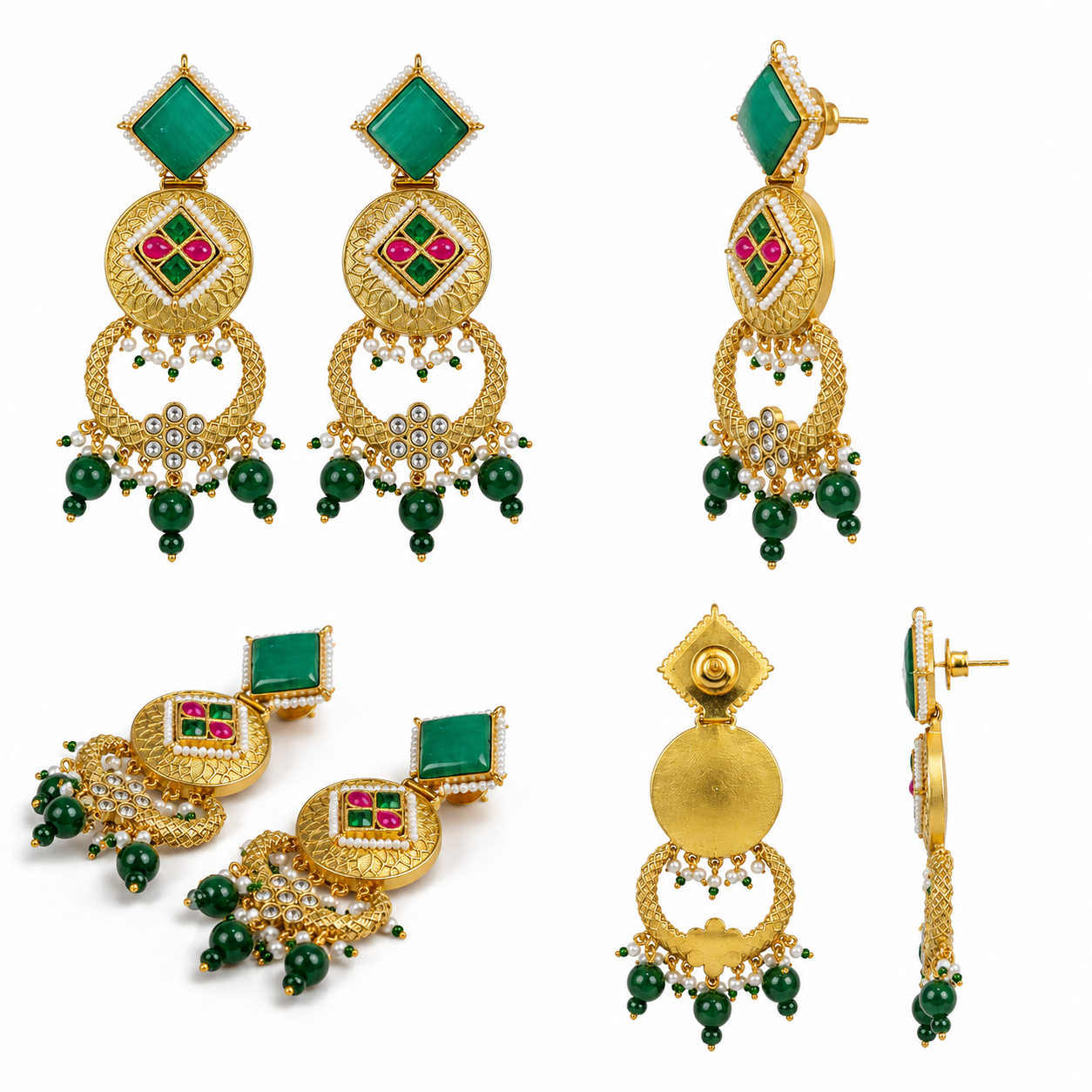 Rajwada Emerald Earrings (53651)