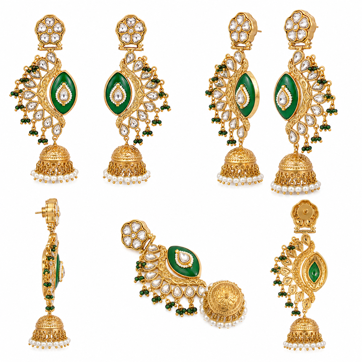 Meher Emerald Kundan Jhumkas (55637)