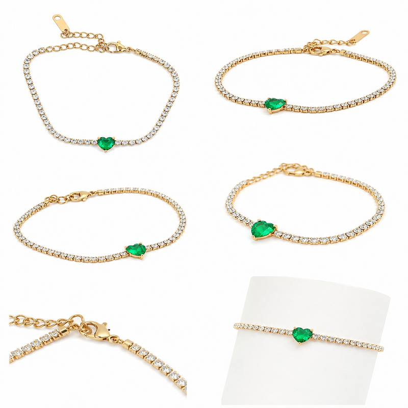 Emerald Heart Tennis Bracelet (52193)