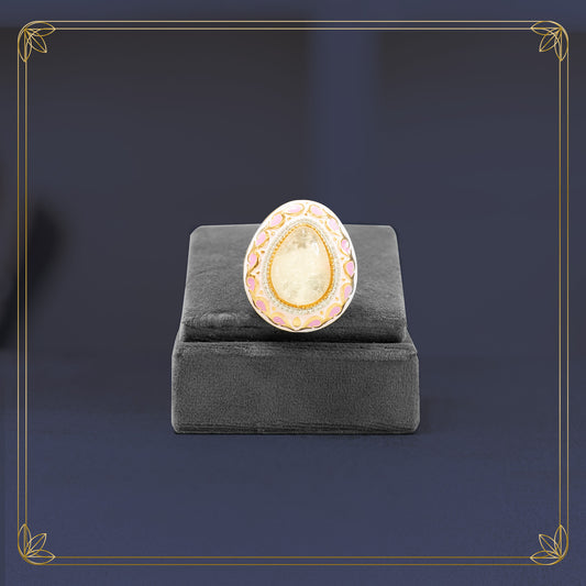 Vintage-Inspired Oval Ring with Serene Milky Stone