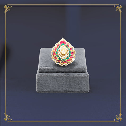 Intricate Kundan Flower Ring